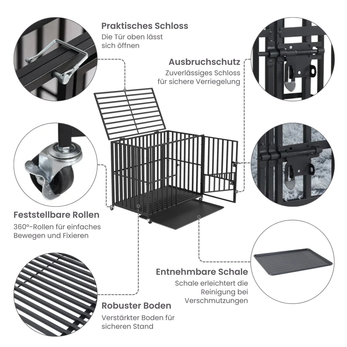 Hundekäfig Grösse L Hundebox Haustierkäfig Indoor-Käfig Metallkäfig