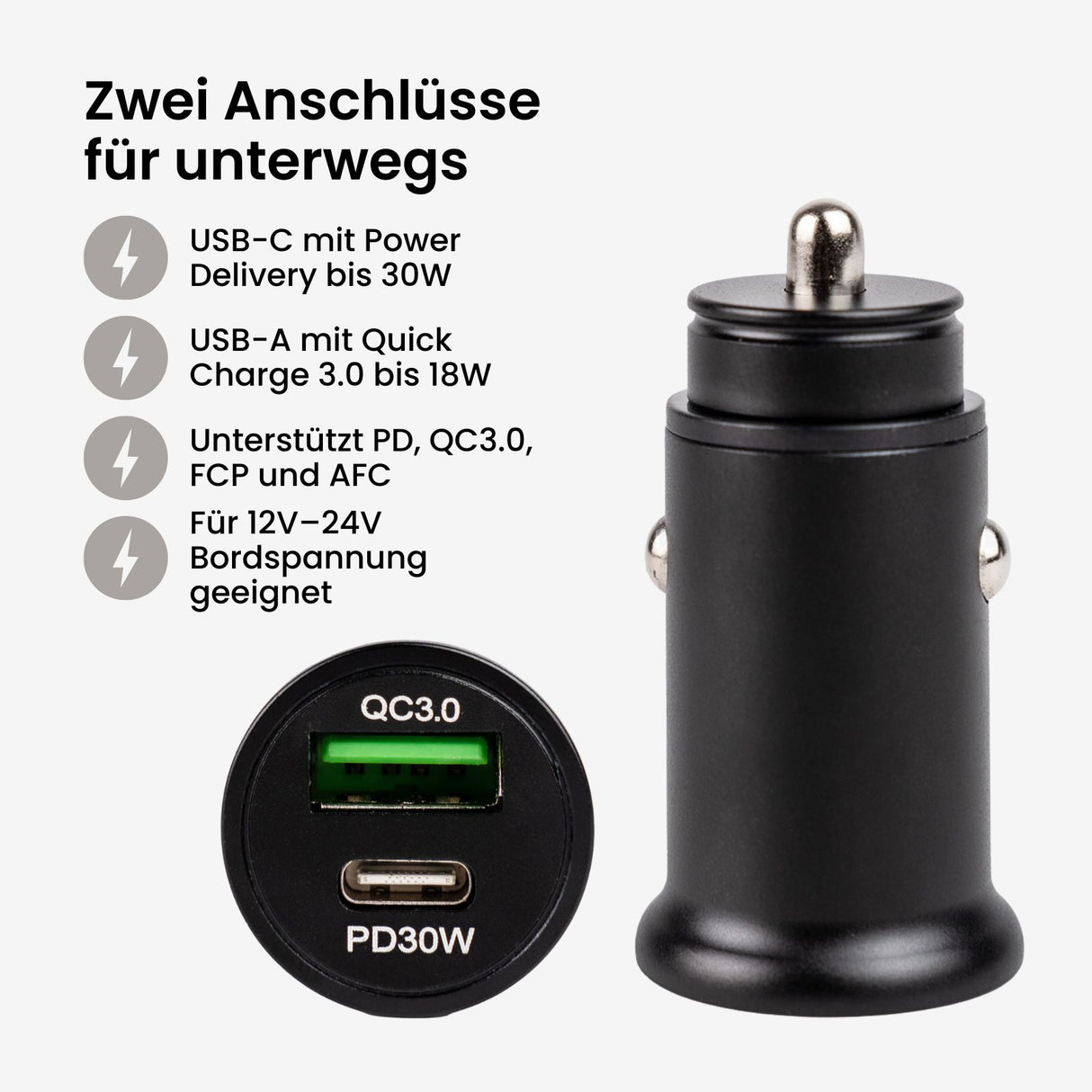 Car Charger USB-C USB-A KFZ-Ladegerät Auto-USB-Adapter Auto-Ladegerät