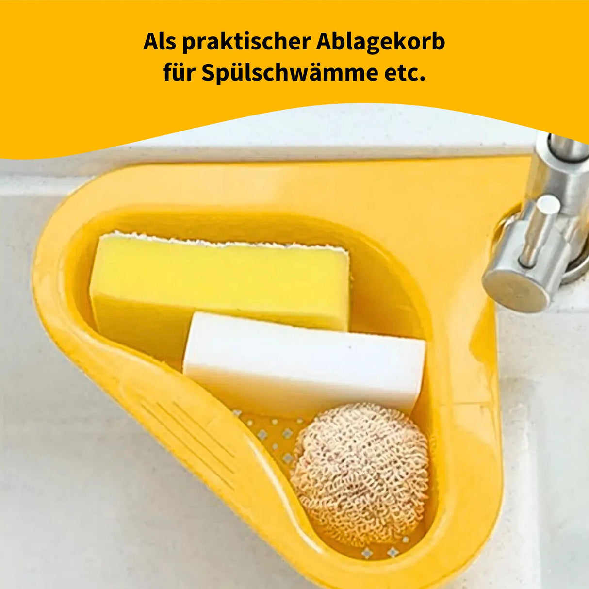 Ablaufkorb für Küchenspüle multifunktionaler Auffangbehälter Sieb Gelb