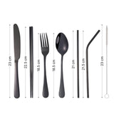 Campingbesteck-Set Outdoor Essbesteck 8-teilig Cutlery mit Beutel