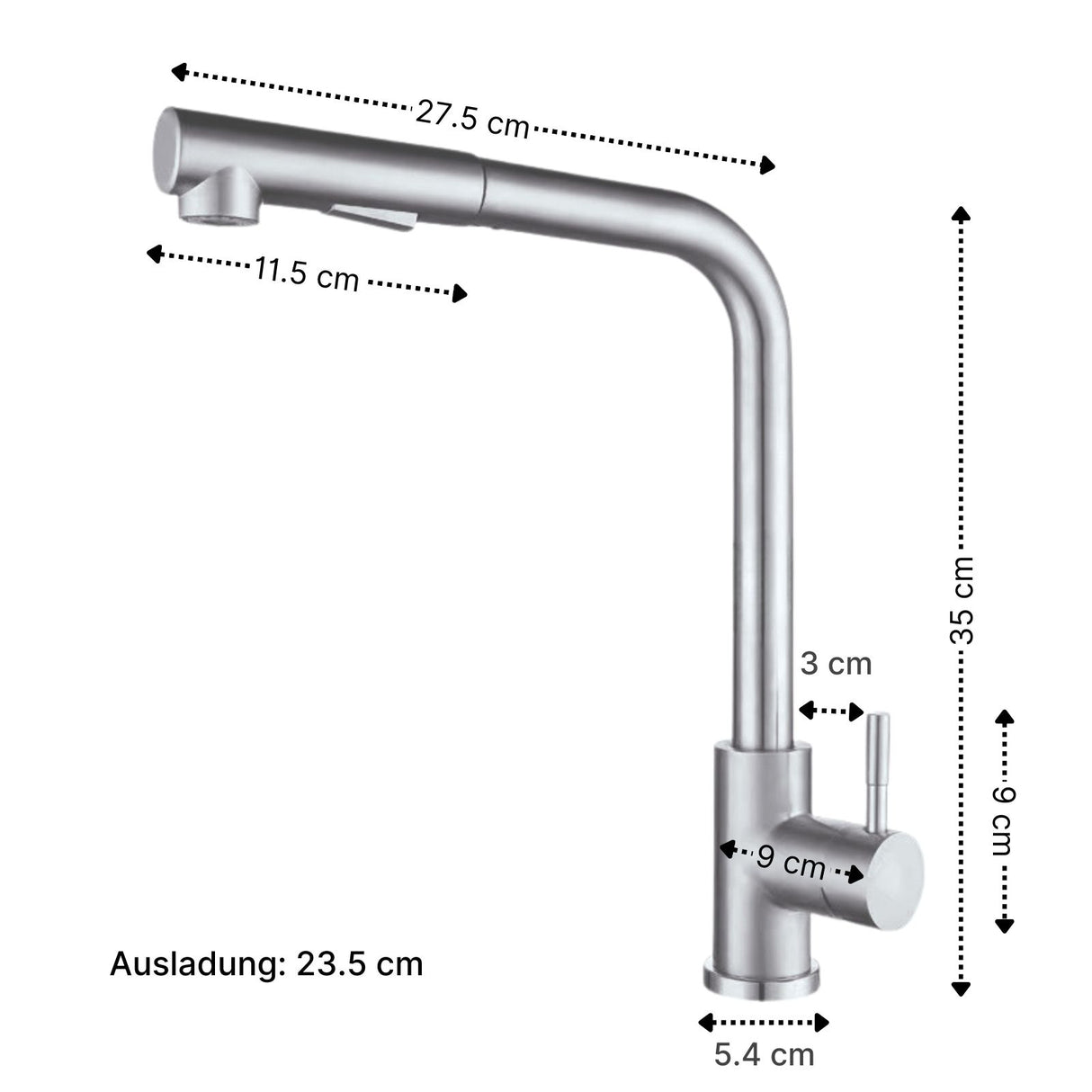 Wasserhahn mit ausziehbarer Schlauchbrause Küchenarmatur Mischbatterie