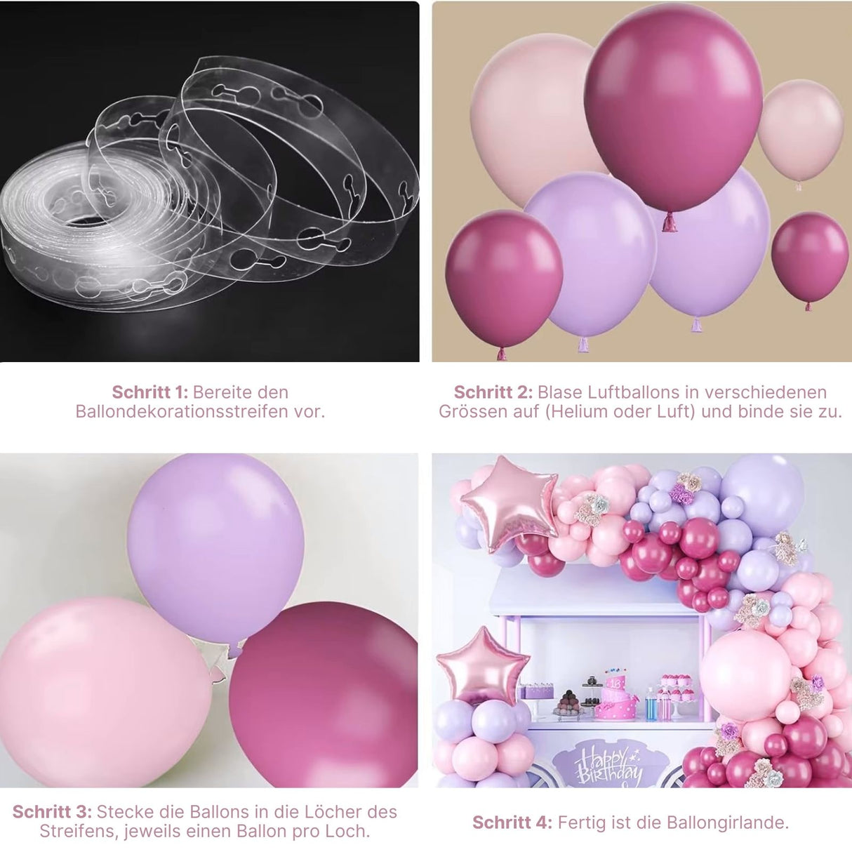 110er Set Geburtstagsballons Party-Luftballons Ballonbogen Luftballons Ballongirlande