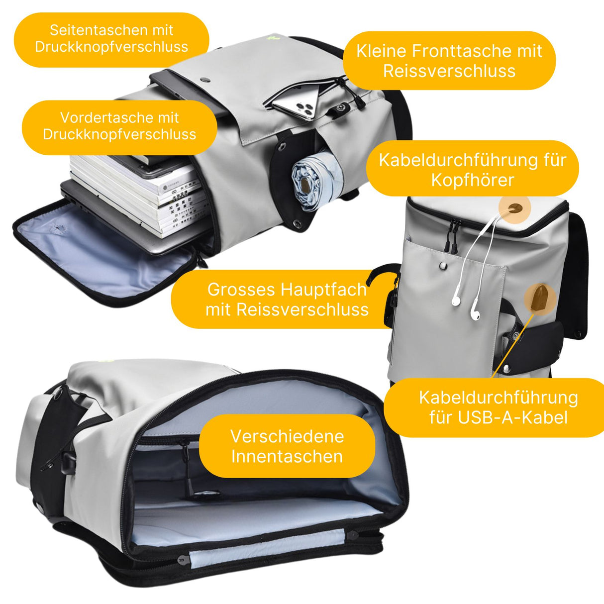 Business-Rucksack Laptop-Rucksack Tagesrucksack USB-Ladeanschluss-Rucksack