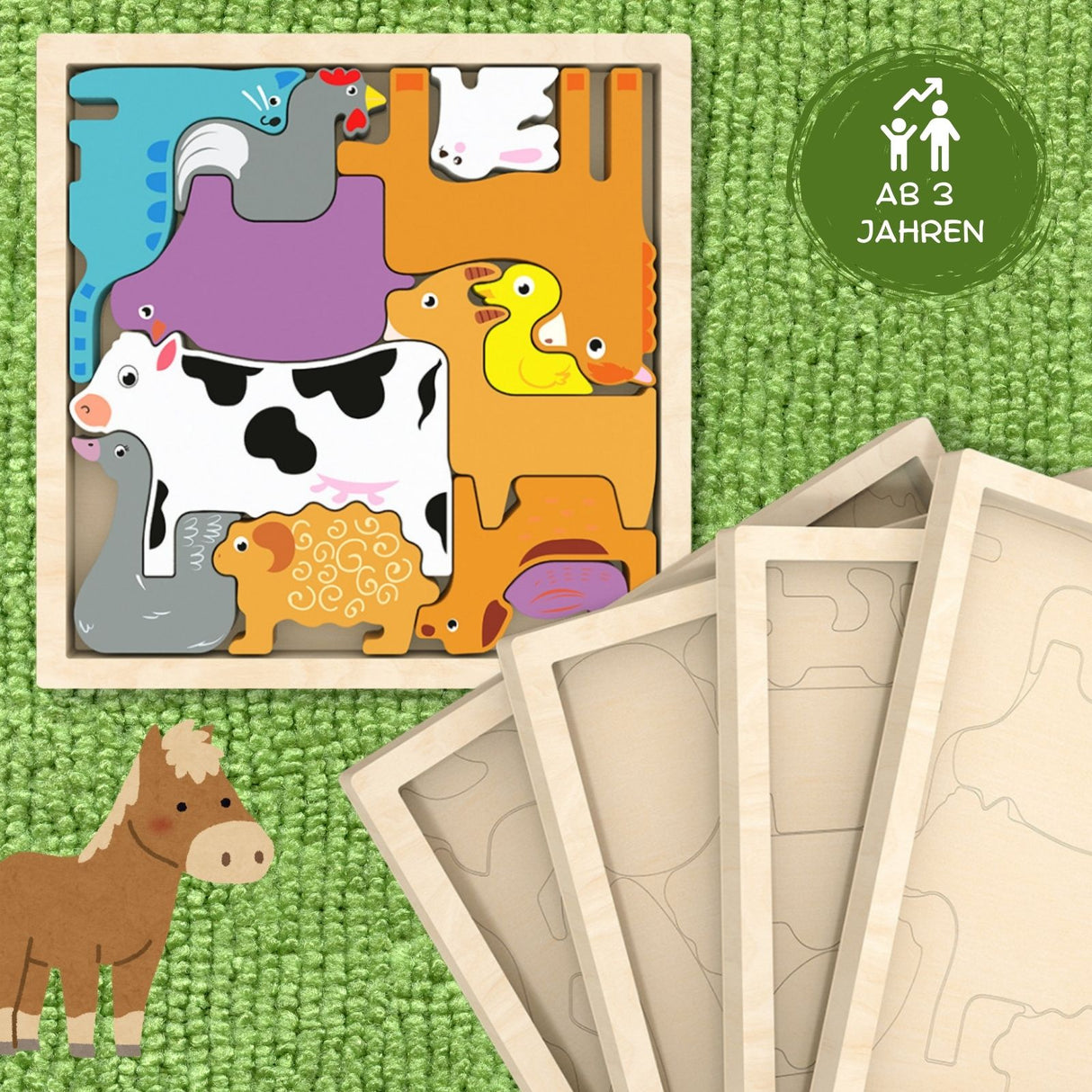 Holz-Puzzle für Kleinkinder Tierpuzzle Bildungsspielzeug