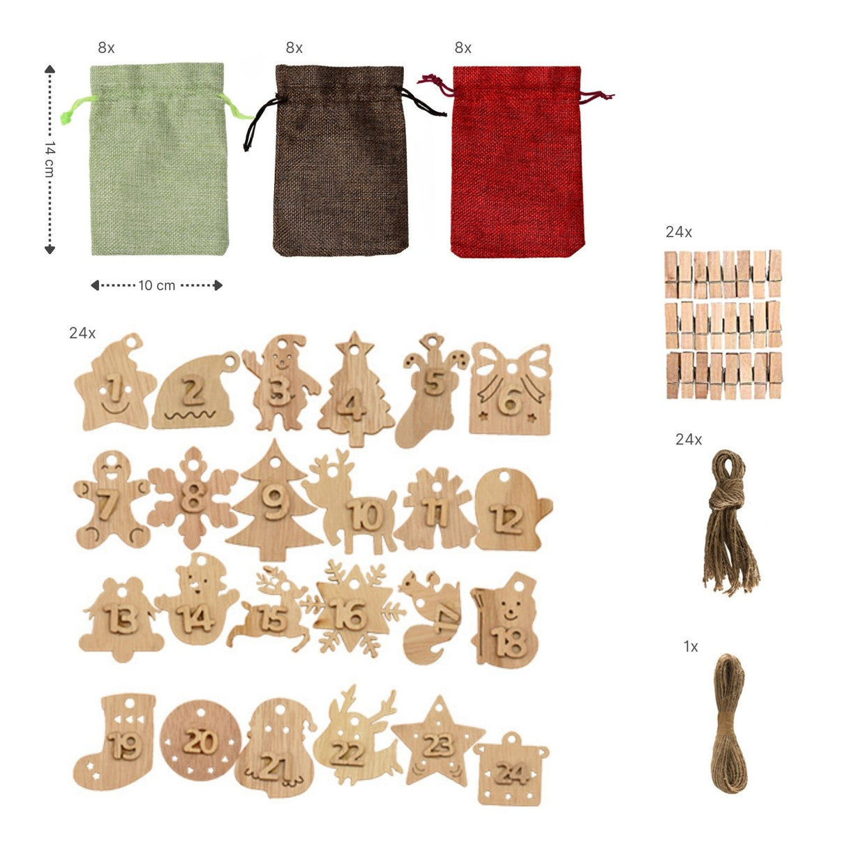 Weihnachtskalender zum Befüllen Do-It-Yourself-Adventskalender Jutebeutel