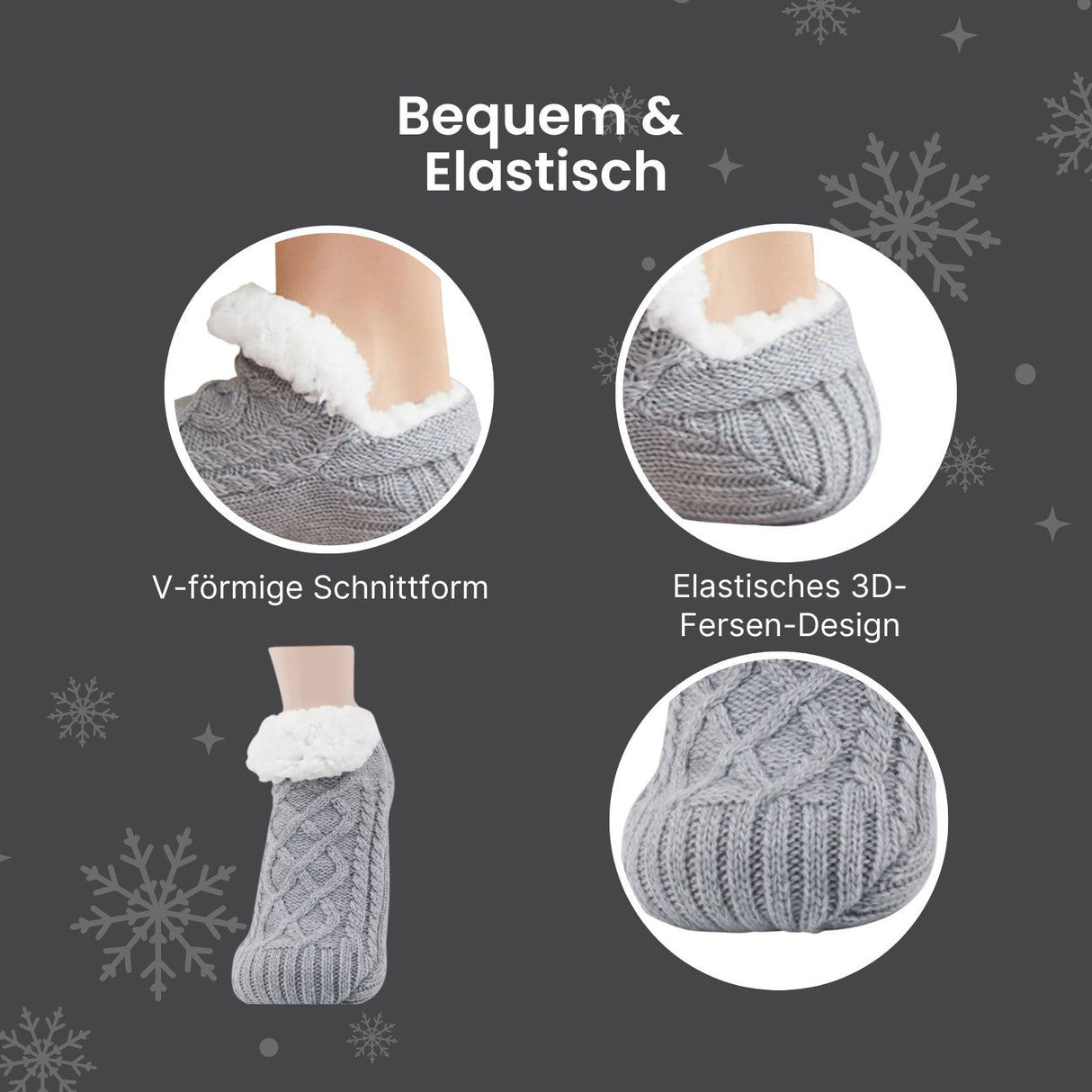 Fuzzy-Socken Gr. 43-46 Kuschelsocken Pantoffeln Wintersocken Hausschuhe