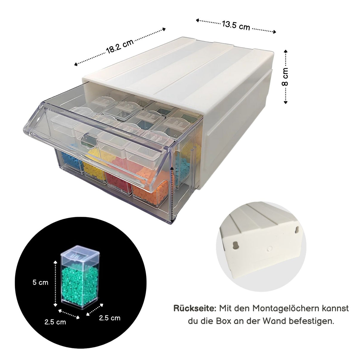 Organizer DIY-Diamant Sortierbox mit Schublade Aufbewahrungsbox Verstaumöglichkeit mit Aufklebern