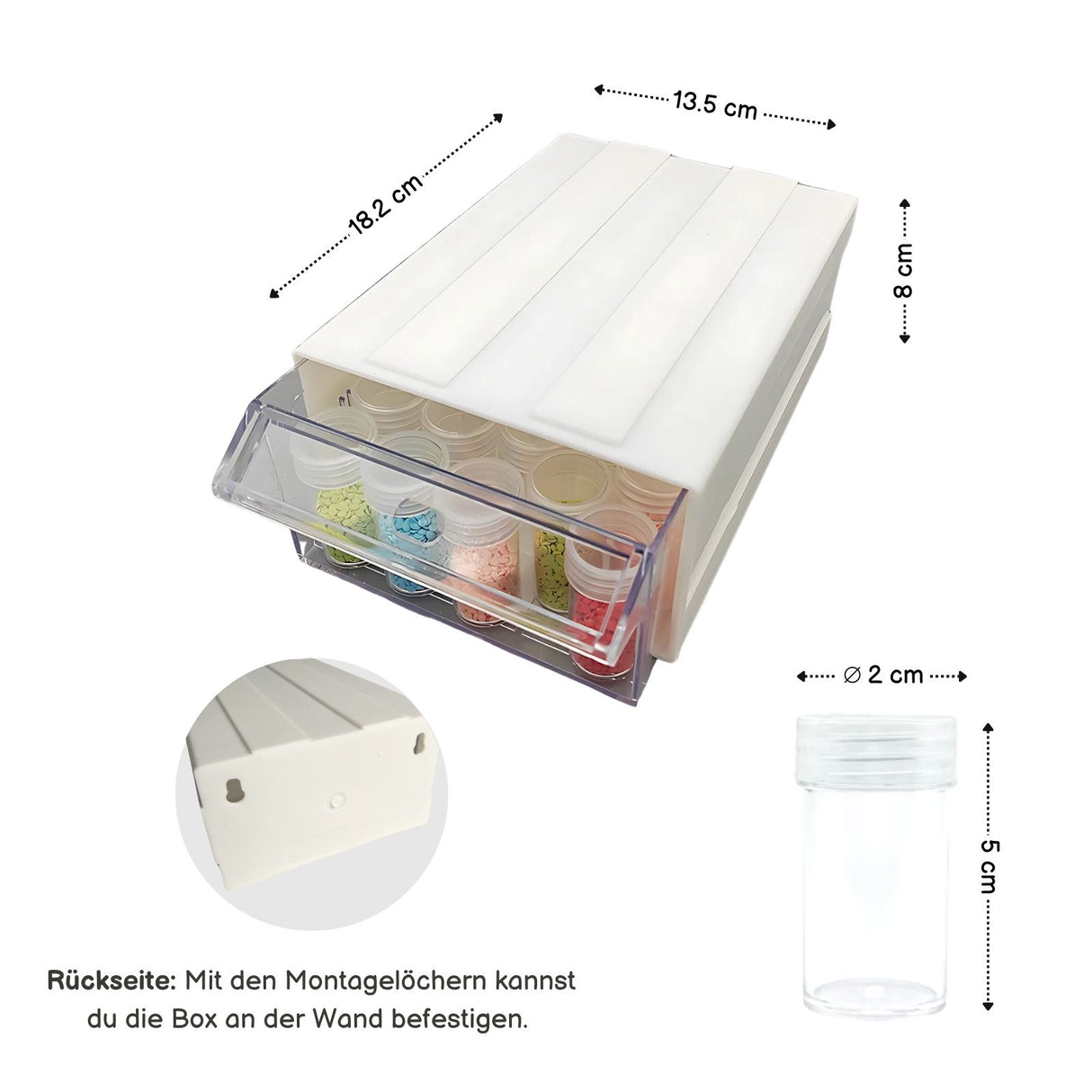 Aufbewahrungsbox mit Schublade Organizer DIY-Diamant Sortierbox Verstaumöglichkeit mit Aufklebern