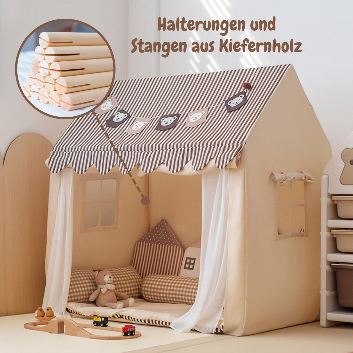 Spielhütte Kinder-Spielhaus Hauszelt Kinderzelt Spielzelt Kuschelhaus
