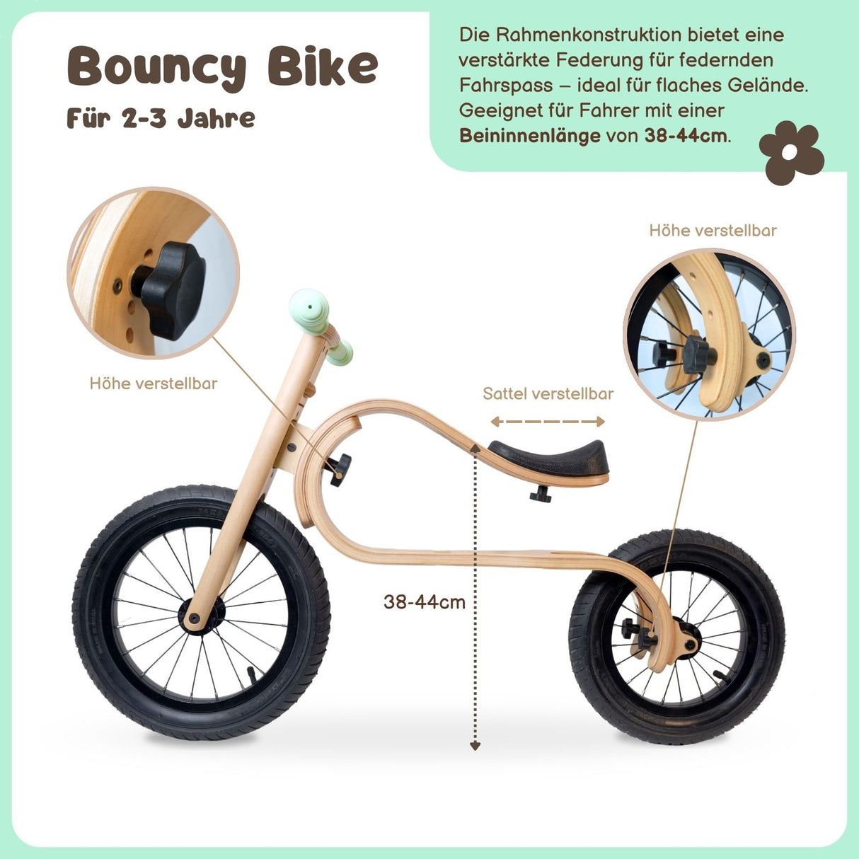 Baby Balance Bike 3 in 1 Lauflernrad Laufrad Kinderfahrrad aus Holz