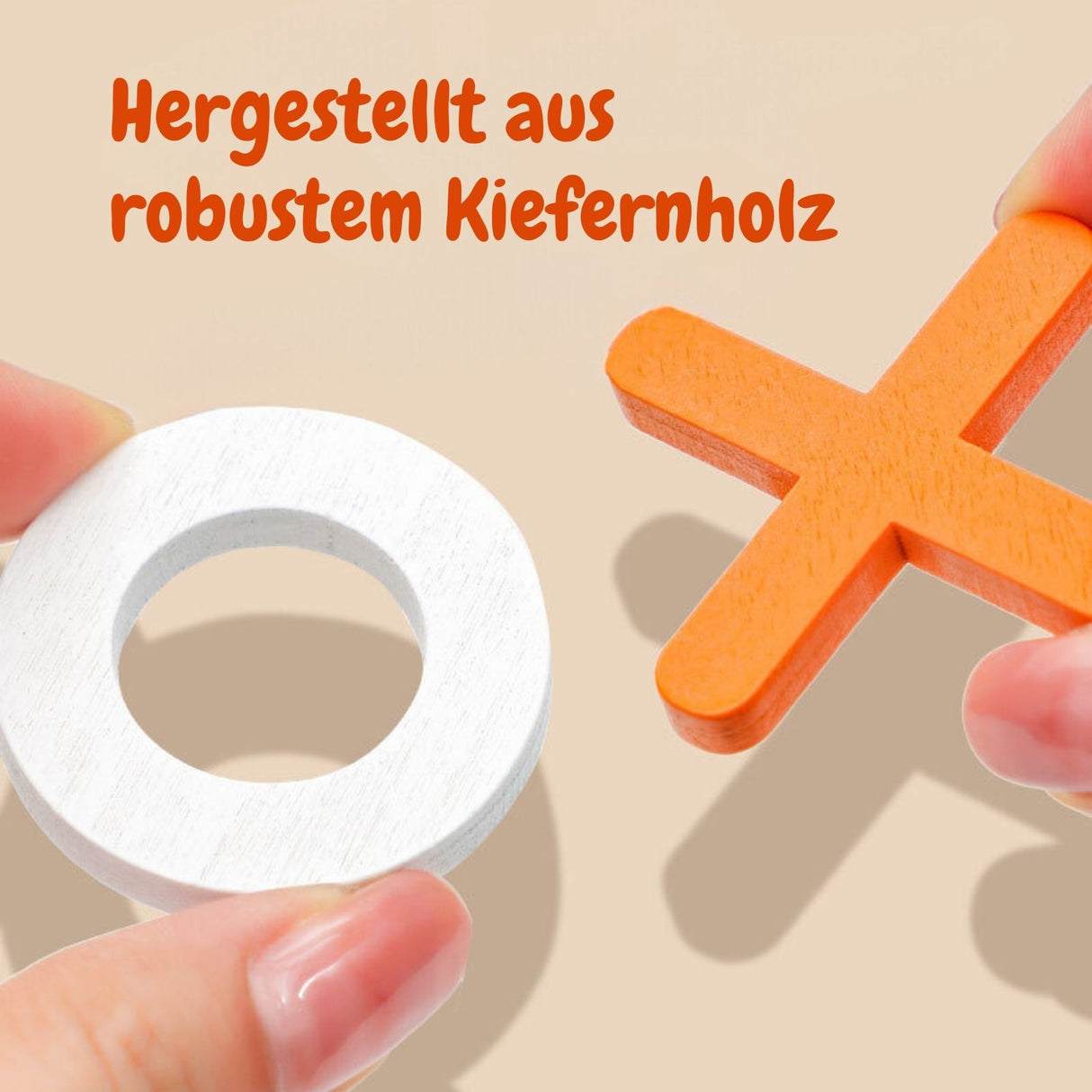 Tic Tac Toe Geschicklichkeitsspiel Drei gewinnt X und O Holzspielzeug