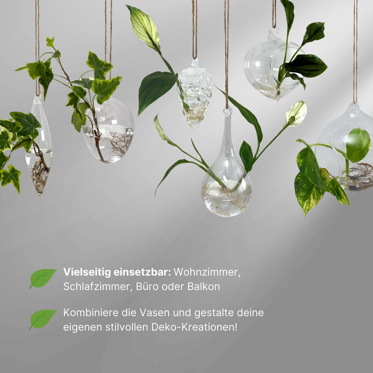 Hängende Glasvase Tränenform Blumenvase Vase Dekoration