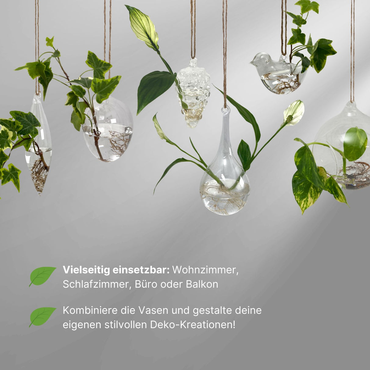 Hängende Glasvase Traubenform Blumenvase Vase Dekoration