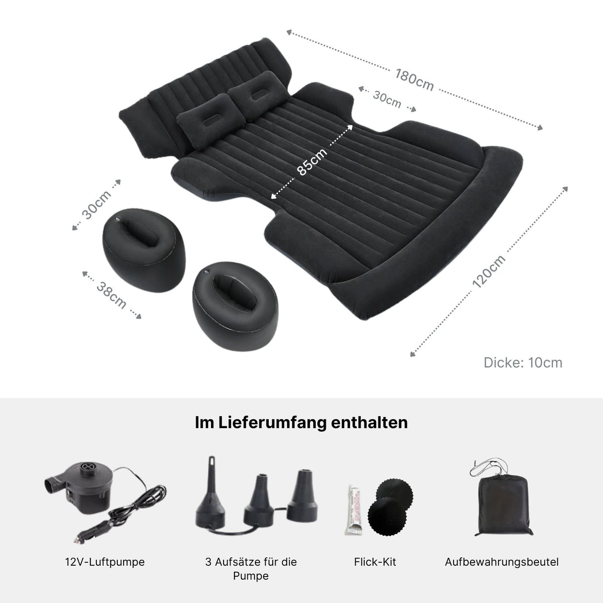 Luftbett Set für Autorücksitz Aufblasbares Auto-Bett Auto-Luftmatratze