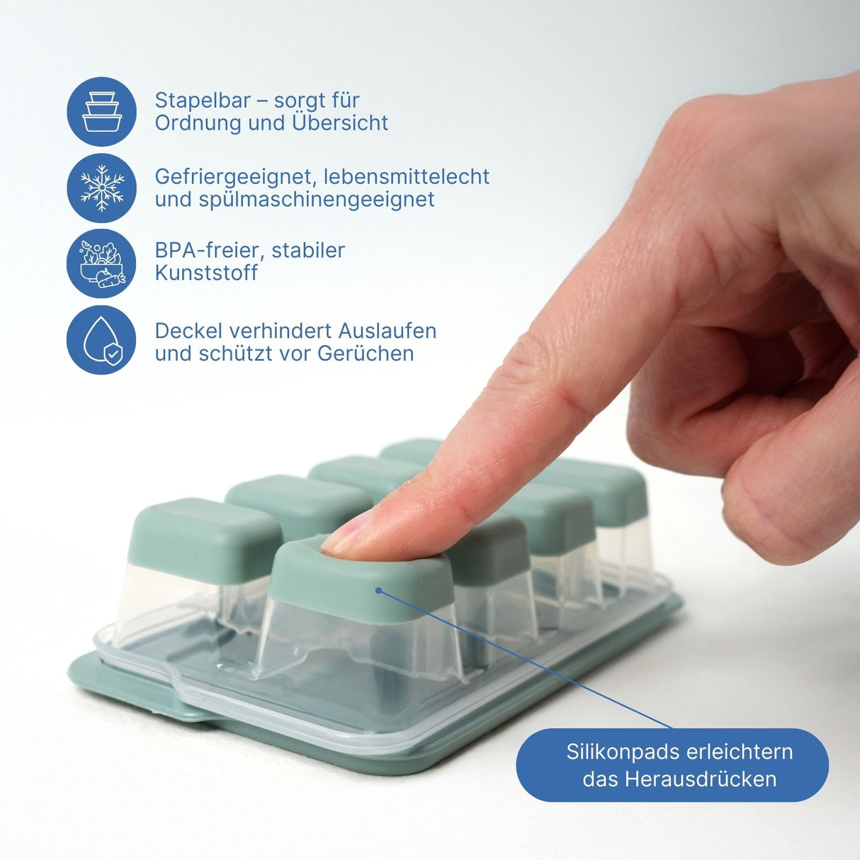 3er-Set Eiswürfelschalen mit Deckel Eiswürfelbehälter Eiswürfelformen