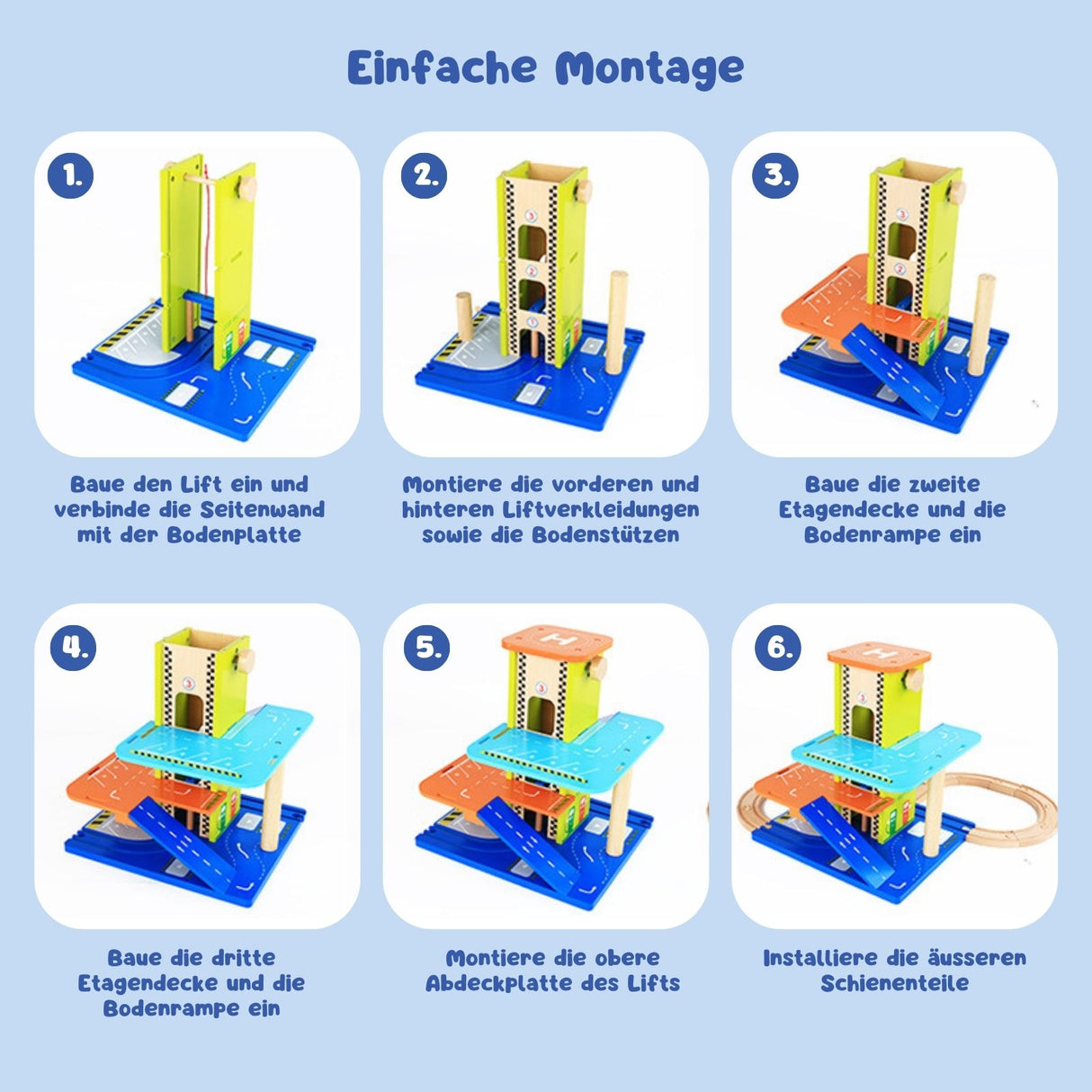 Holz-Parkhaus für Kinder mit Zubehör Spielgarage Parkgarage Spielzeug
