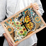 Diamond Painting Serviertablett Schmetterling Servierplatte Holztablett