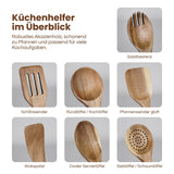 9-tlg. Küchenhelfer-Set aus Holz Küchenutensilien Kochlöffel-Set