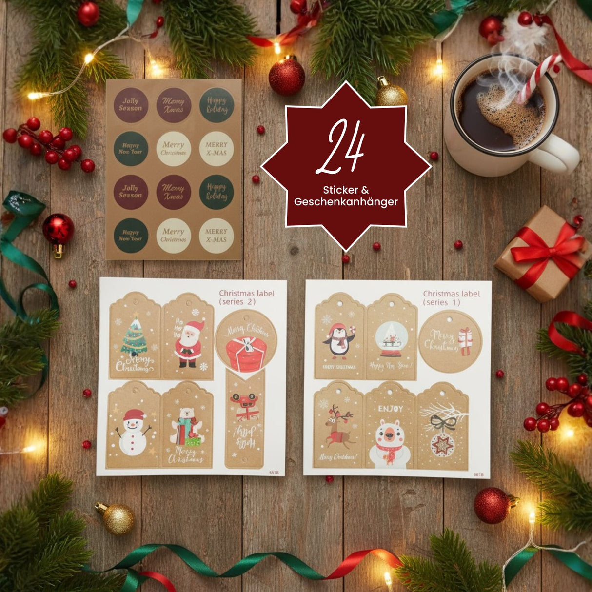 DIY Adventskalender Weihnachts-Tüten Adventskalender-Säckli Tütenset