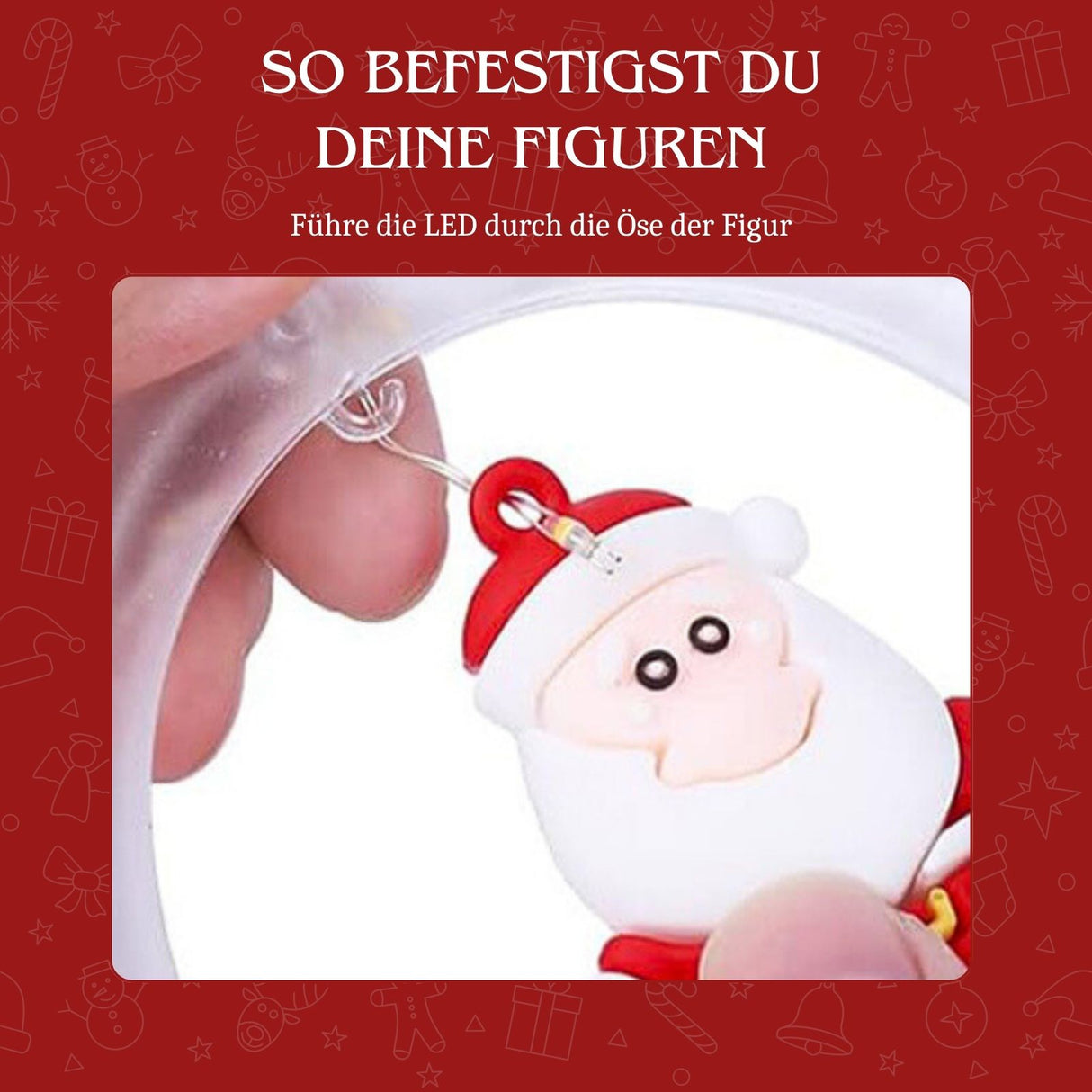 LED Weihnachtslichterkette 3m Ringlichterkette Leuchtvorhang mit Ringen