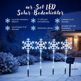 4er-Set LED Solar-Bodenlicht Schneeflocken-Lichterkette Solarleuchte