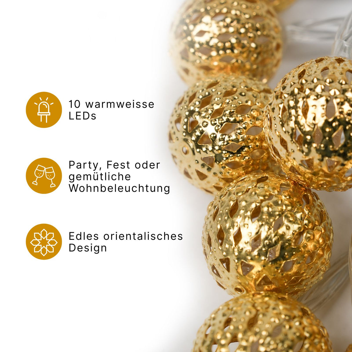Marokkanische LED Lichterkette 1.5m Orientalische Deko Beleuchtung