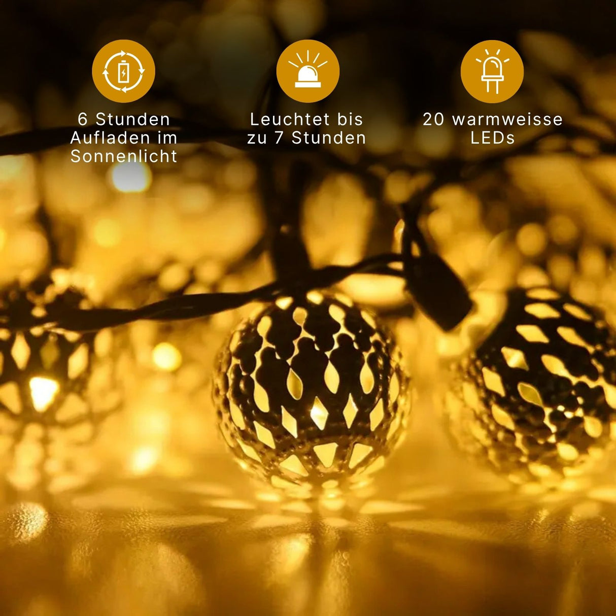 Marokkanische LED Solar Lichterkette 4.8m Orientalische Deko