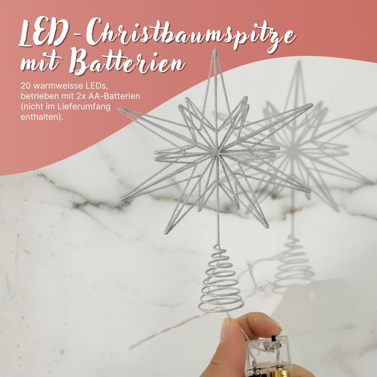 Christbaumspitze Weihnachtsbaumschmuck LED-Stern Weihnachtsdeko