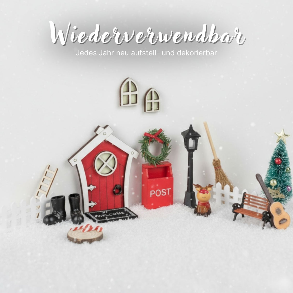 24-tlg. Wichteltür-Set Miniaturwelt Weihnachtsdeko Elfentür-Zubehör