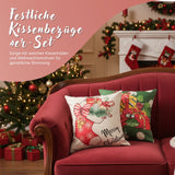 4er-Set Weihnachts-Kissenbezug Dekokissen-Bezug Kissenhülle Zier-Bezug