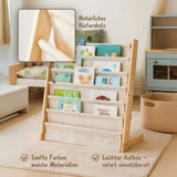 Holzregal mit Baumwolltuch Kinderregal Bücherregal Kinderbuchregal