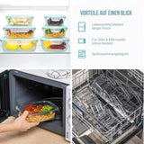 8er Set Glas-Frischhaltedosen Vorratsdosen mit Deckel Meal-Prep-Boxen