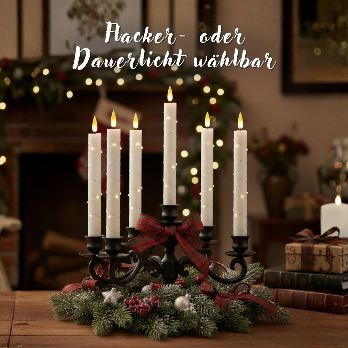 LED Stabkerzen 6er-Set Dinnerkerzen Elektrische Kerzen Tischkerzen