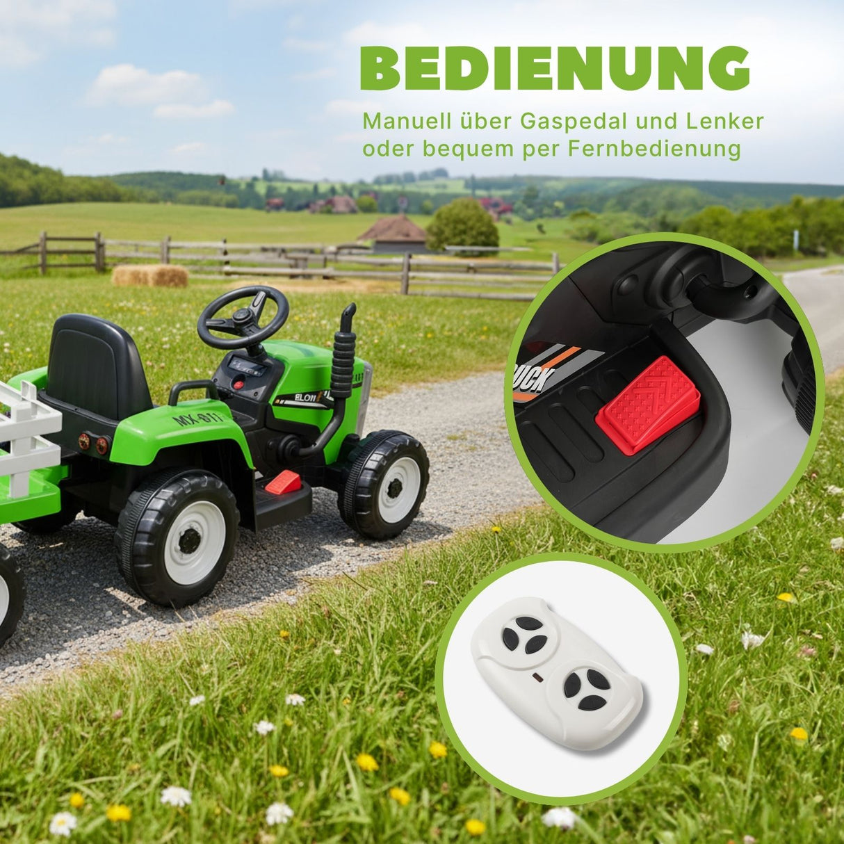 Elektro-Traktor für Kinder Elektroauto mit Anhänger Kinderfahrzeug