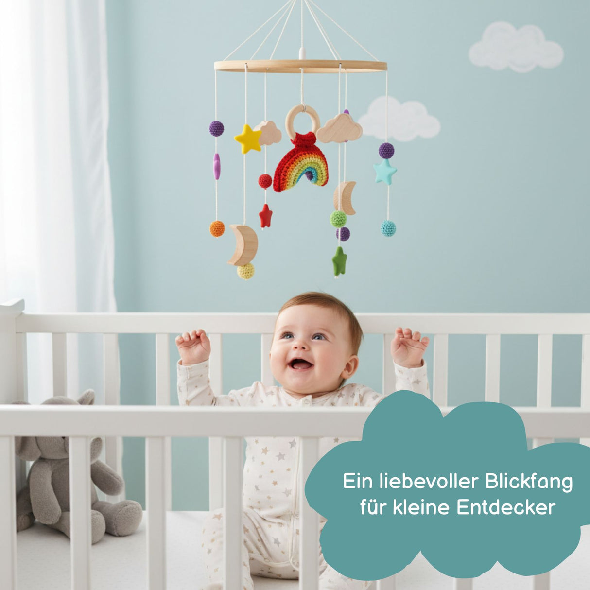 Babymobile Regenbogen Hängemobile Mobile Babyspielzeug Schlafmobile