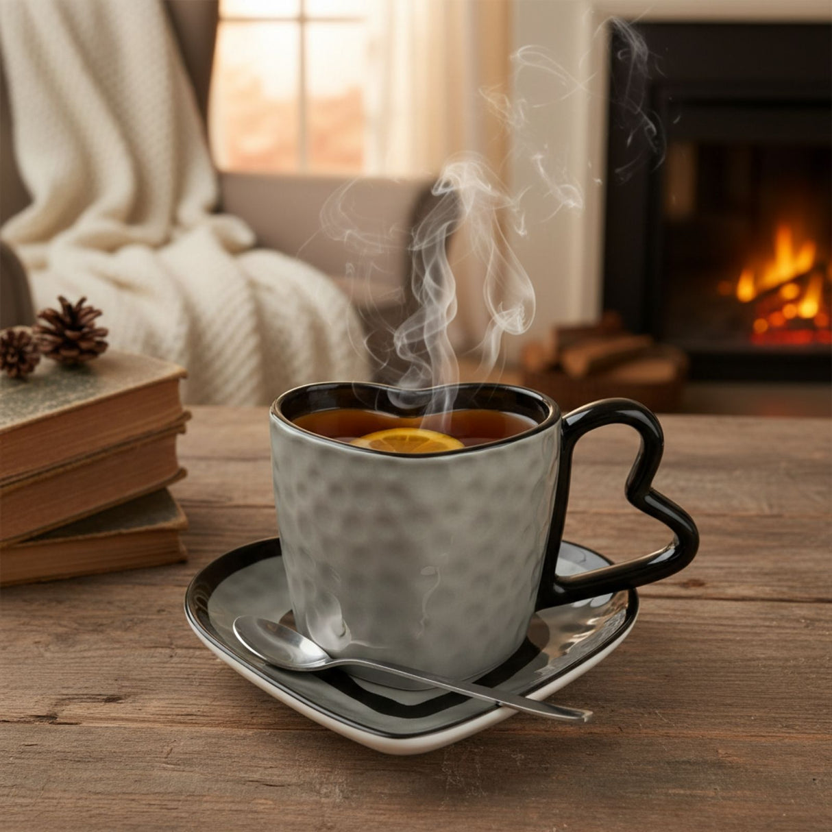 Herztasse mit Untertasse Kaffeetasse Henkeltasse Teetasse Becher