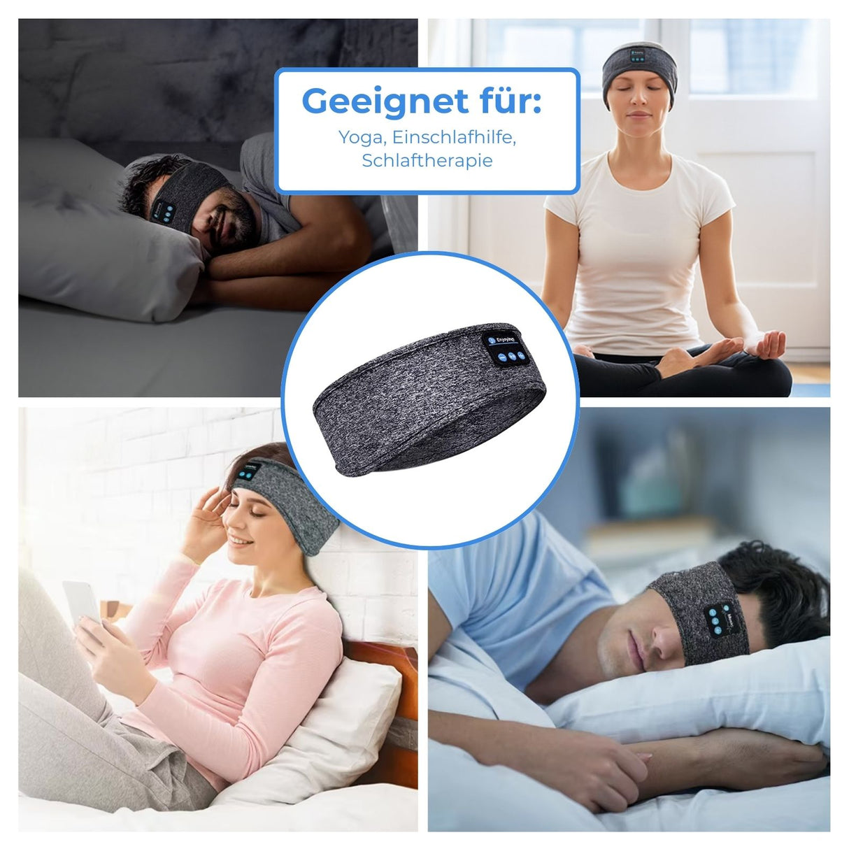 Bluetooth Schlafmaske Augenmaske Kopfband mit Stereo Kopfhörern