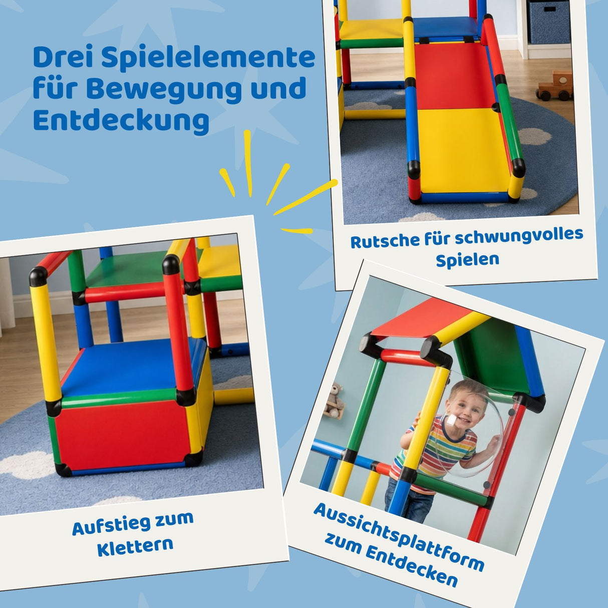 Klettergerüst für Kinder mit Rutsche Spielturm Kletterturm Spielplatz