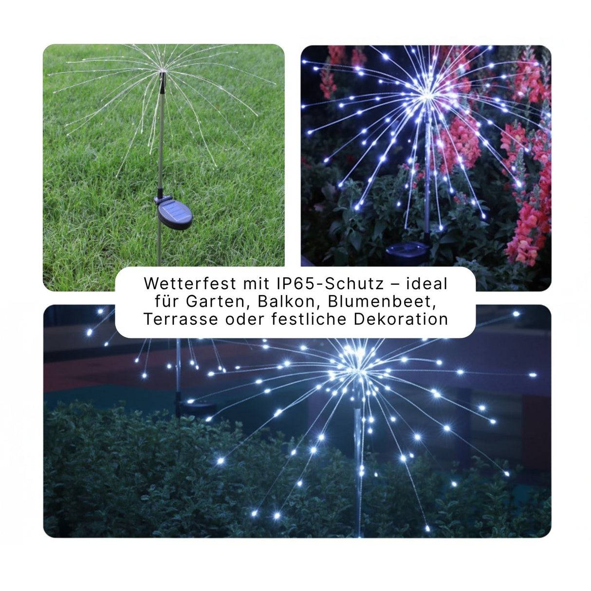 2er-Set LED Solar-Gartenleuchten Feuerwerksleuchten Dekoleuchten