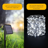32m LED Solar-Lichterkette Leuchtgirlande Gartenbeleuchtung Kaltweiss