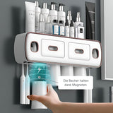 Multifunktionaler Zahnbürstenhalter mit Schublade Zahnpastaspender Set