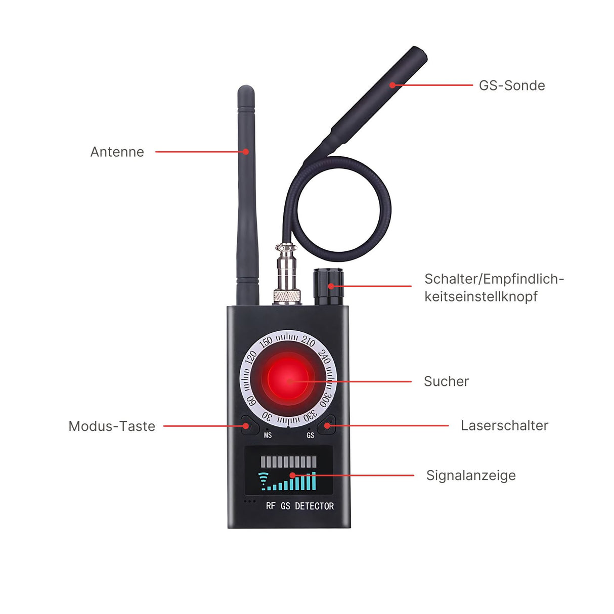 K18 Anti-Überwachungs-Detektor Wanzen-Detektor Anti-Abhör-Gerät GPS-Detektor