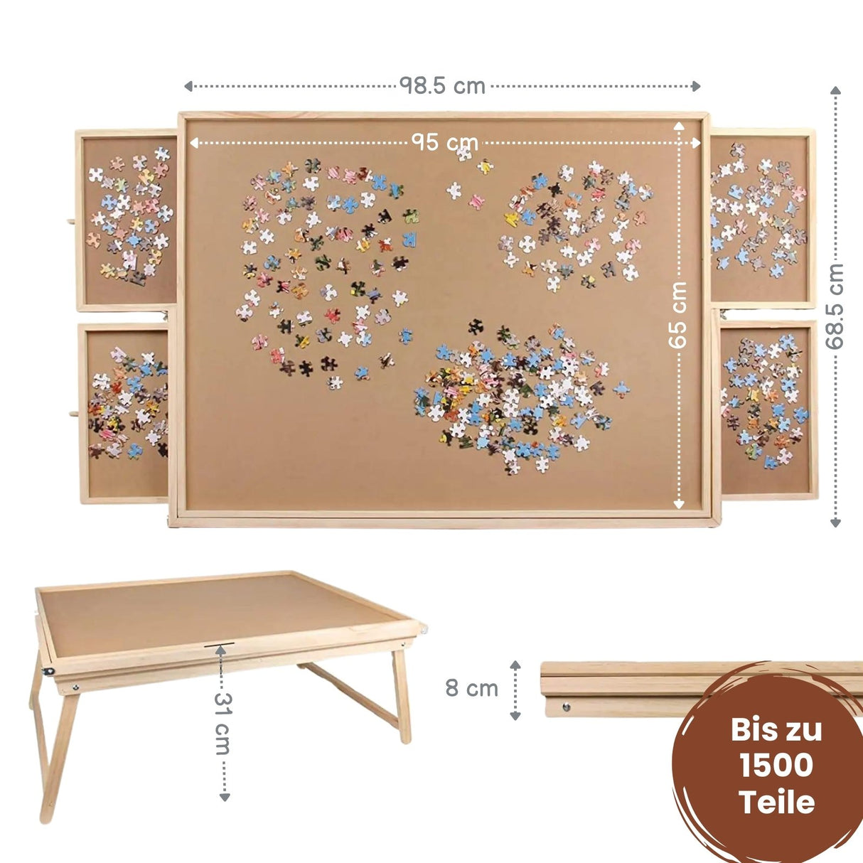 Puzzlebrett mit LED-Leiste und Auszügen Puzzletisch Puzzletafel Puzzleplatte