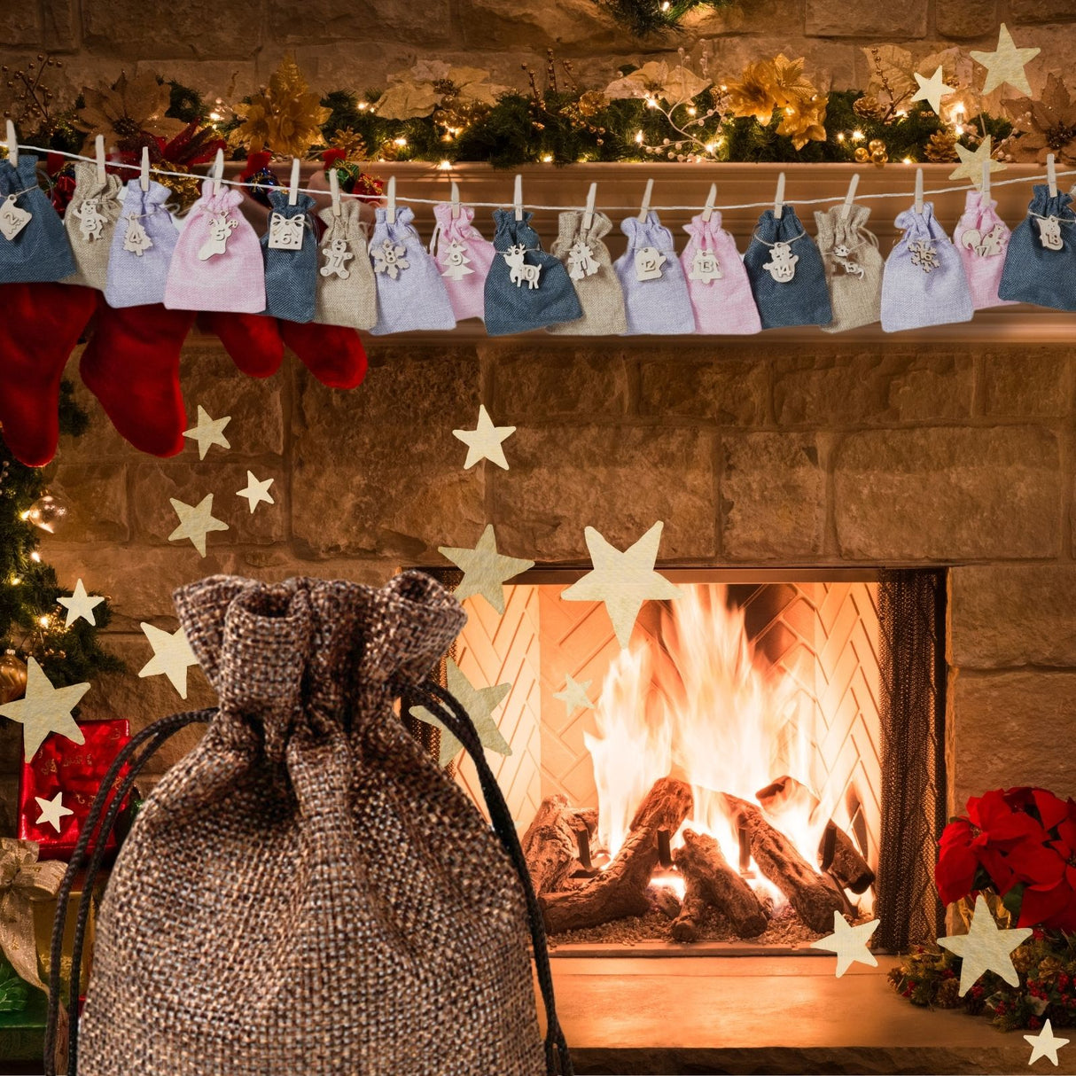 Überraschungskalender Do-It-Yourself-Adventskalender Jutebeutel befüllbar