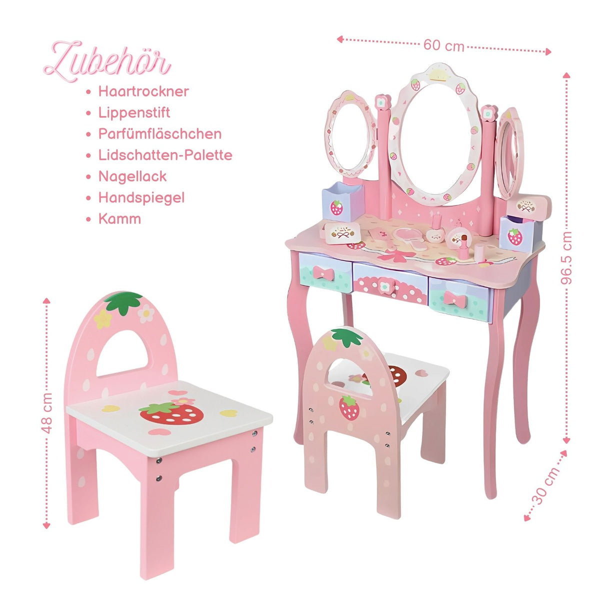 Spiel Schminktisch für Kinder Kosmetik Kommode Schminkspiegel Beauty Tisch