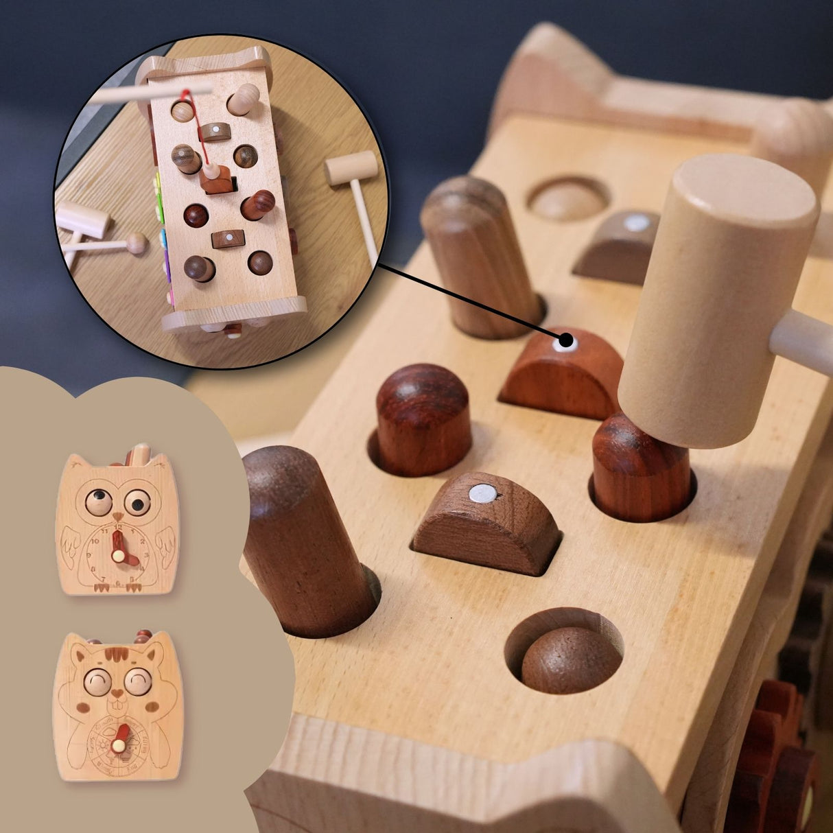6in1 Aktivitäts-Holzspielzeug für Kleinkinder Pädagogik-Spielzeug Motorikspielzeug