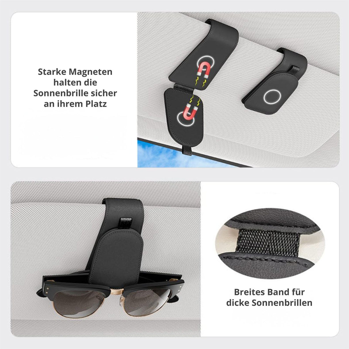 Brillenablage fürs Auto Sonnenblende-Clip Sonnenbrillenhalter Etui