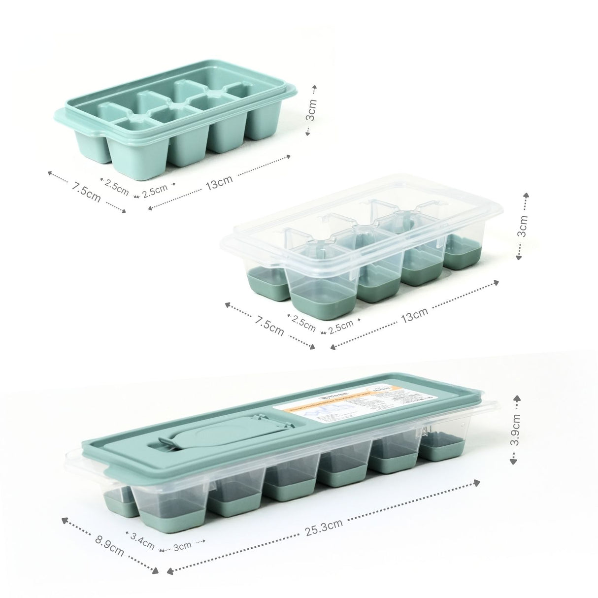 3er-Set Eiswürfelschalen mit Deckel Eiswürfelbehälter Eiswürfelformen