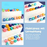 148-tlg. Holz-Fädelspiel Motorikspielzeug Holzperlenspiel Spielzeug