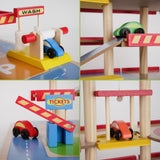 Holz-Parkhaus für Kinder mit Zubehör Parkgarage Spielzeug Spielgarage